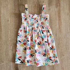 Hanna Andersson Rainbow Aster Floral Print Smocked Dress Size 4